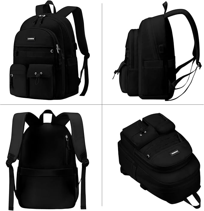 School Laptop Backpack for Girls Boys: Casual Middle High School Backpacks 15.6 Inch College Bookbag with USB Charging Port Waterproof Travel Back Pack Cute Work Book Bag for Teens Students Women Men