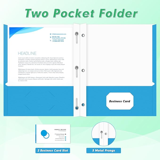 Two Pocket Folders, PANDRI 130 Pack Two Pocket Folders with Prongs, 2 Pocket 3 Prong Folders Designed for Office and Classroom, Letter Size, Assorted 5 Colors