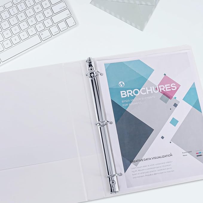 3 Ring Binder 2 Inch, ViVin Sturdy 2"-Slant D Ring Binder with 2 Interior Pockets, Clear View Cover, PVC-Free, Fits 500 Sheets of US Letter Size Paper (6 Pack, White)