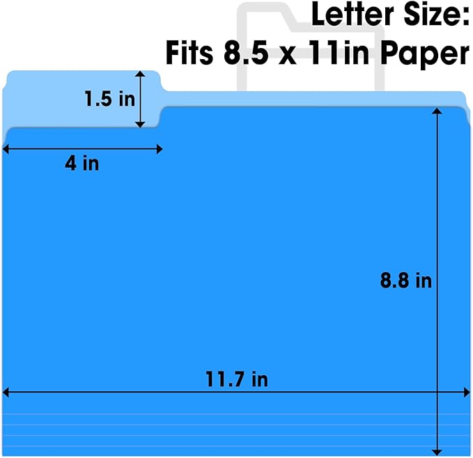 32 Pack Colored File Folders 8.5 x 11 Inch, 1/3 Cut Tab File Folders Letter Size, Assorted 8 Colors Filing Folder for Office School Business