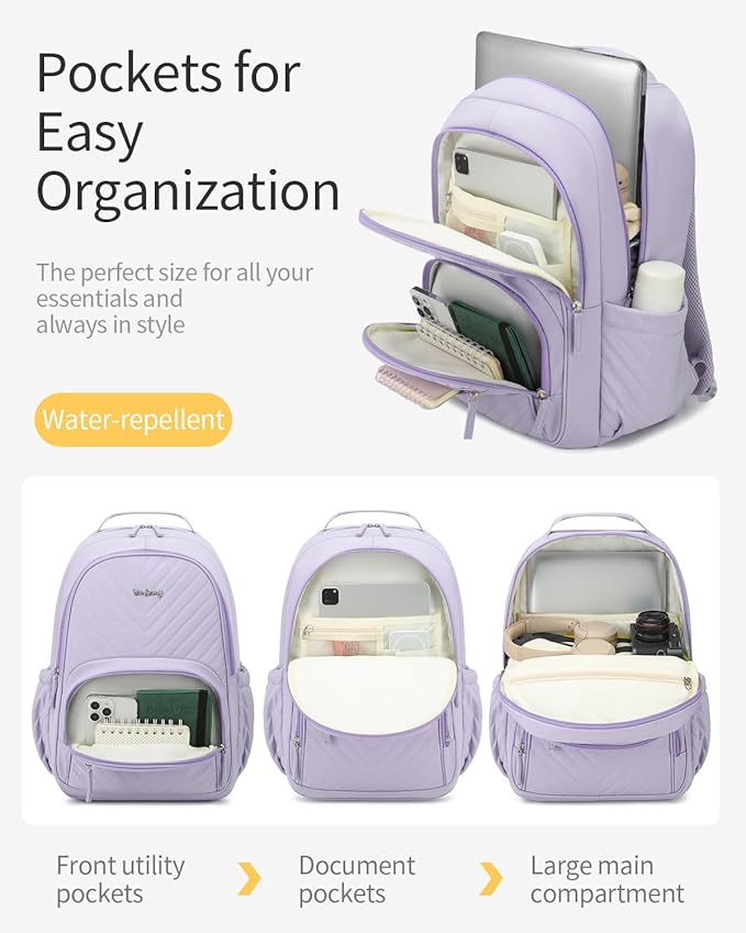 School Backpack for Teen Girls, Middle High School Bookbag Laptop Backpack for Women College Business Casual Teacher Nurse Bag, Purple