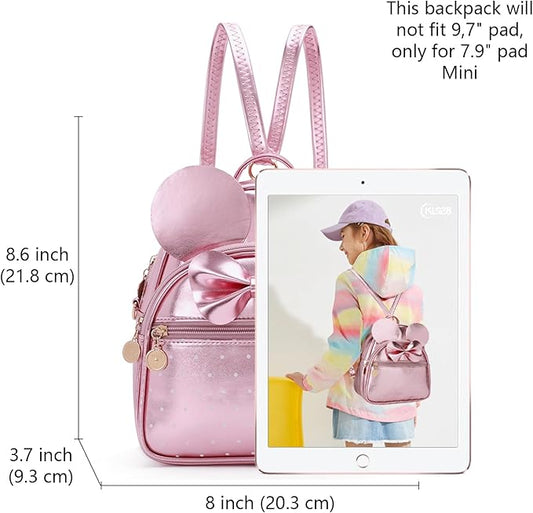 KL928 Girls Bowknot Polka Dot Cute Mini Backpack Small Daypacks Convertible Shoulder Bag Purse for Women