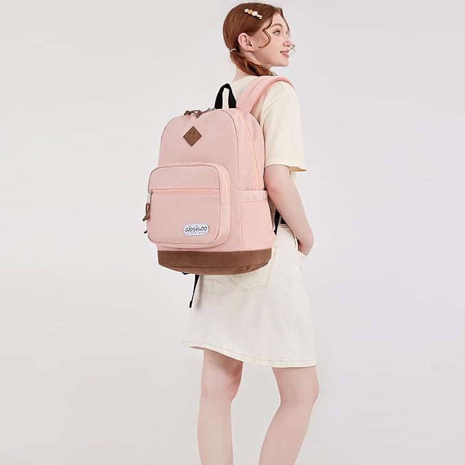 abshoo Classic Backpack for School College Bookbag Middle High School Girls Bakcpacks for Teen Casual Daypack (Pink)
