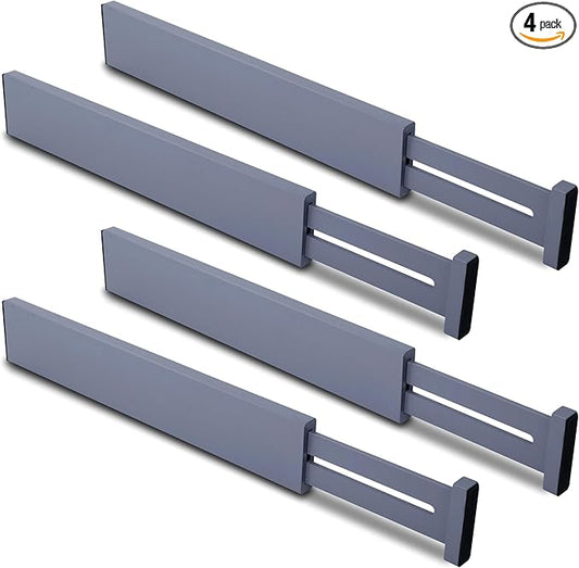Utoplike 4 PCS Bamboo Kitchen Drawer Dividers(Fits 15"-17.7" Drawer Inner Size), Adjustable Drawer Organizers for Socks, Spring Loaded, Works in Drawer for Bedroom, Dresser