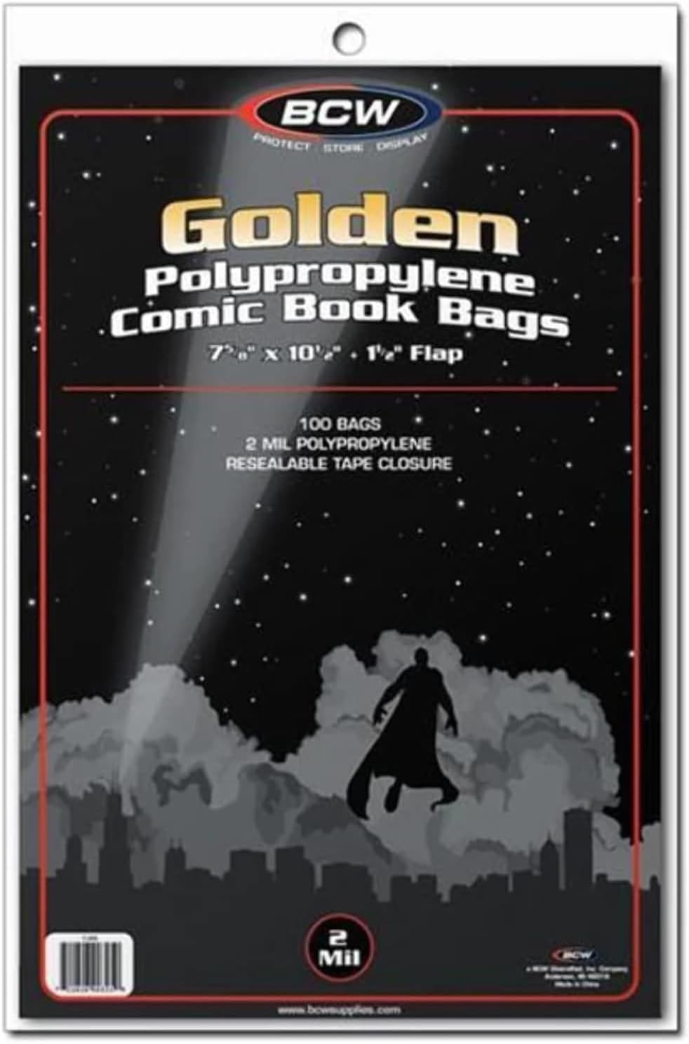 BCW Thick Golden Age Comic Bags - 100 ct | Crystal Clear, Acid-Free Protection, Polypropylene Sleeves | Comic Bags for Secure Storage of Standard Golden Comics Collection