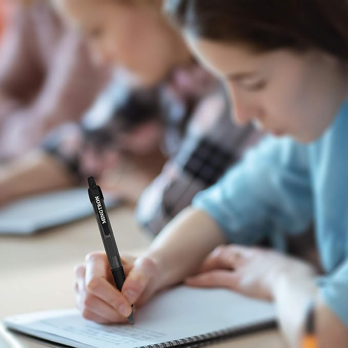 30 Pack Black Fine Point Gel Pens, No Smudge, Retractable, 0.5MM, Black Ink