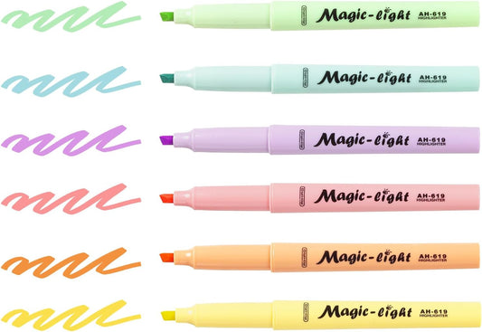 AIHAO Pastel Highlighters, Assorted Color, Chisel Tip Marker Pen, 12Pack, No Bleed, Aesthetic Cute Highlighter, Ideal for School Office Supplies.