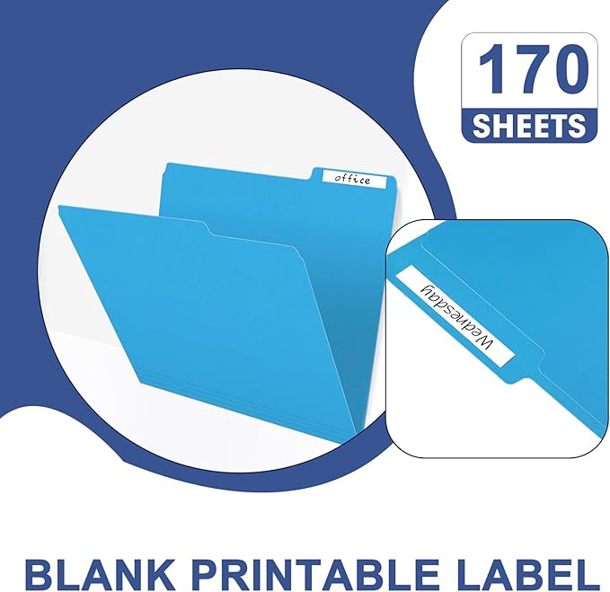 File Folder, PANDRI 170 Pack Colored File Folder, 1/3 Cut Tabs, Letter Size, Assorted 6 Colors Filing Folder for Office School Business