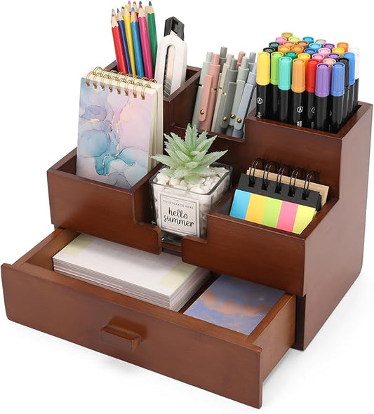 Bamboo Desk Organizer Makeup Storage Drawer Pen Organizer with Drawer bamboo for desk Pencil Holder for Desk