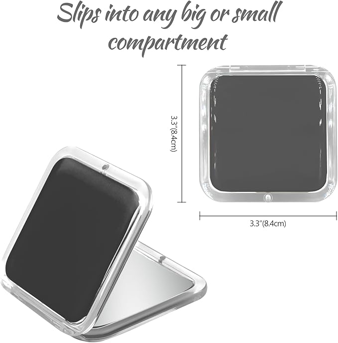 Compact Travel Small Magnifying Mirror - Snowflakes Pocket Mirror -1x/15x Magnification Cosmetic Mirrors Handheld Portable for Travel and Purses (Black)