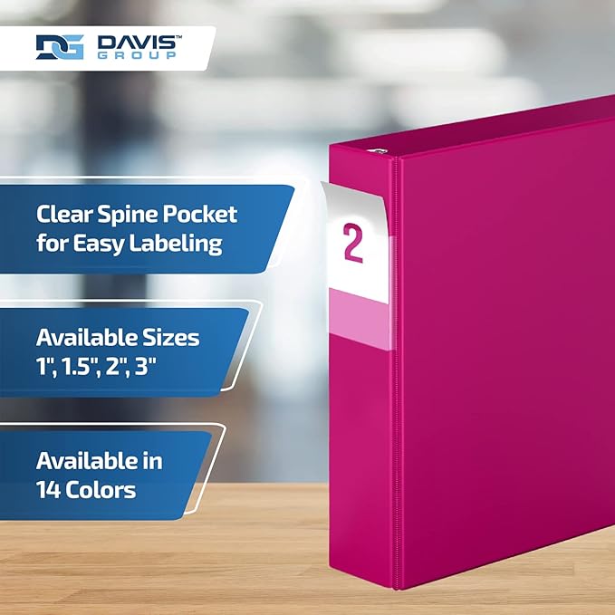 Premium Economy 6-Pack 3-Ring Binders for School or Office, D-Ring Binders, 2 Inch, Pink