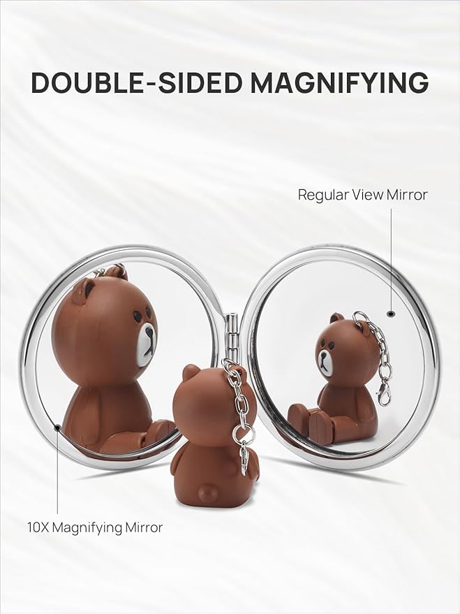 OMIRO 1X/10X Magnifying Compact Mirror with PU Leather, Ultra-Portable for Purses and Travel, Round Green