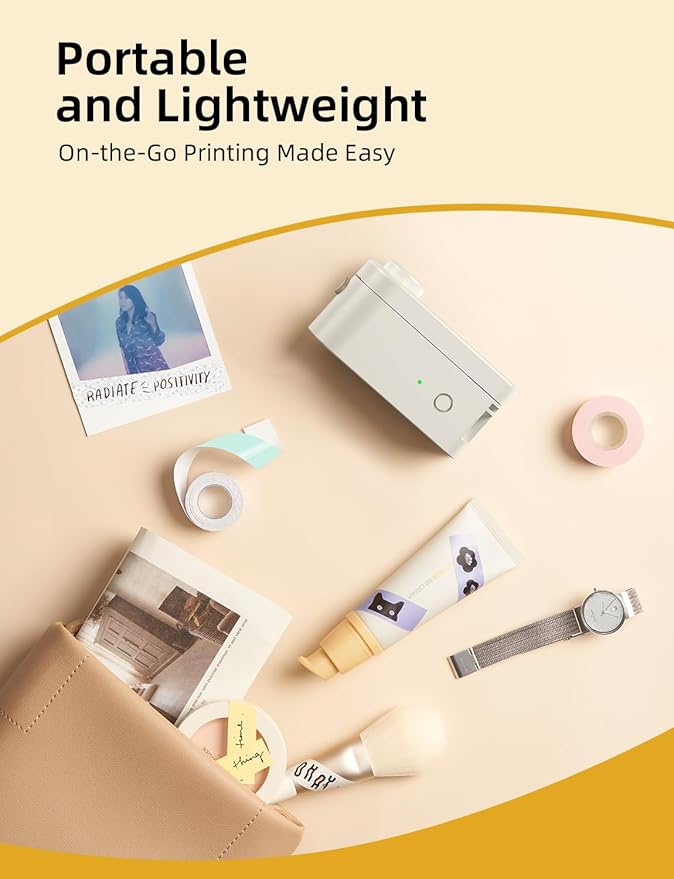 Makeid Label Maker Bundle Includes 3 Label Tapes, Compatible with 9~16mm Waterproof Tape, Portable Rechargeable Label Printer Multiple Templates Available Labeler for Office Home Kitchen Organization