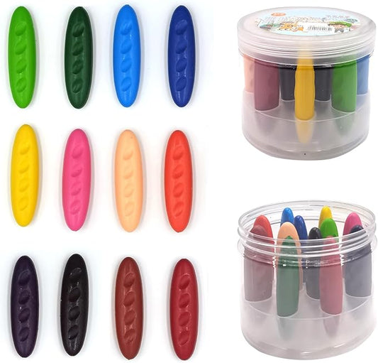 Peanut Crayons - Washable, Non-Toxic Toddler & Kids Crayons, Perfect for Creative Play (12 Pack)