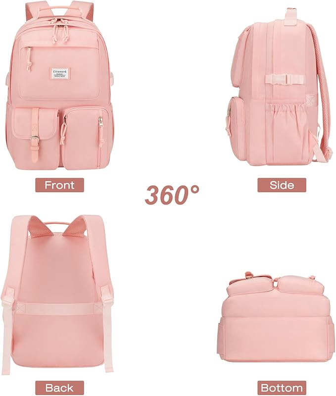 School Laptop Backpack for Girls Bookbag: Large Capacity Elementary Middle High School Book Bag 15.6 Inch Casual College Backpacks Waterproof Travel Back Pack Student Bookbags for Teen Kids Boys Women
