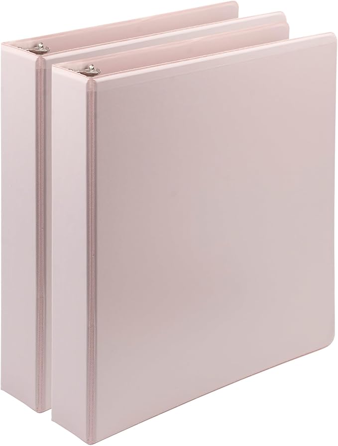 Samsill Plant-Based 1.5 Inch Durable D-Ring, Made in USA, View Binder, Eco-Friendly, USDA Certified Biobased, 2 Pack, Rose