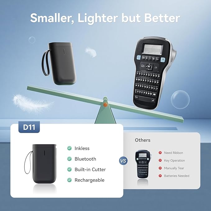 DEEPIN Label Maker Machine Portable Bluetooth Label Maker with Tape, Thermal Label Printer Multiple Templates for Phone, Mini Label Sticker Printer for Business Office Organization Black