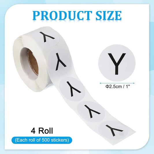 PATIKIL 1" Letter Y Stickers, 4 Rolls Self-Adhesive Alphabet Round Circle Dots Labels for Organization Storage Inventory Boxes Scrapbook Craft 2000 Pcs Total