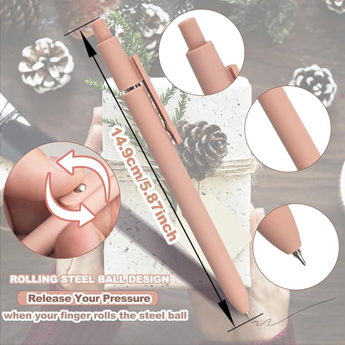 ELANE 5 Pcs 0.5mm Pens Quick Dry Black Ink Colorful Gel Pens Fine Point Smooth Writing Pens for Journaling Gifts for Doctor Nurse Teacher Students(morandi)