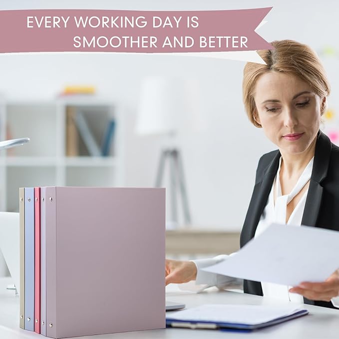 Ctosree 10 Pack Colored 3 Ring Binder with 2 Pockets Hardcover Loose Leaf Binder for Women Men Teacher Student School Office Home Supplies, Fits 11 x 8.5 Size Paper, 10 Colors(0.5",Sweet Color)