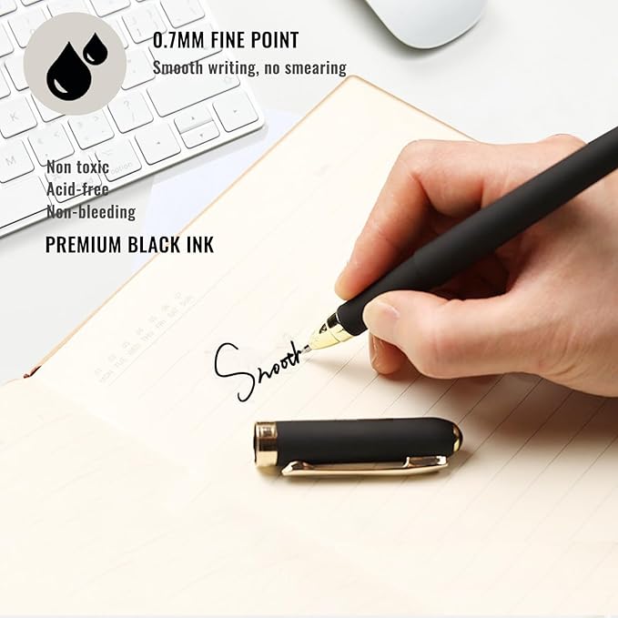 Pen with Stylus Tip, P-223B, Gel Pens Fine Point [0.7mm] Black Ink, Roller Ballpoint Pens Matt Design, Stationery Pens for School Office Supplies