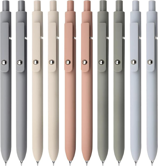 Gel Pens, 10Pcs 0.5mm Black Ink Pens Fine Point Smooth Writing Pens, High-End Series Retractable Pens for Journaling Note Taking, Cute Office School Supplies Gifts for Women (10 Pcs Morandi)