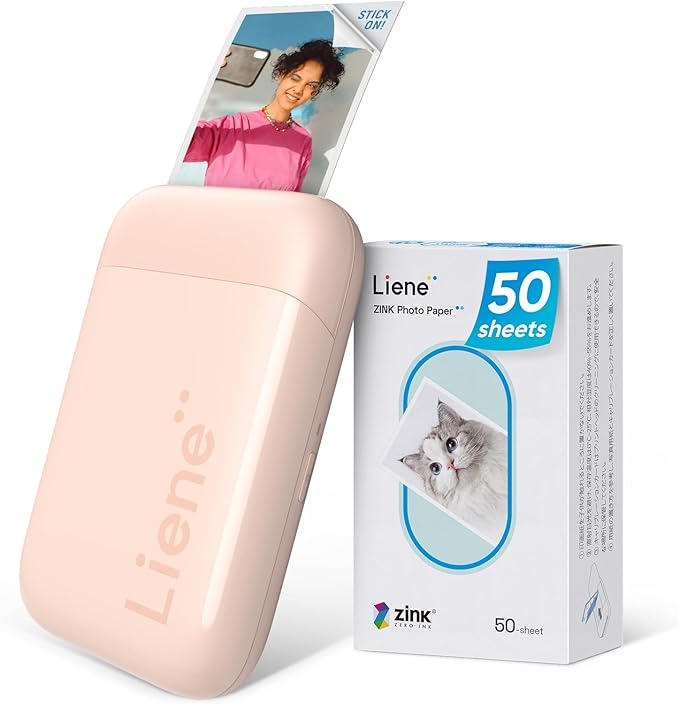Liene Photo Printer, 2x3 Mini Instant Portable Color Mono Picture Printer w/ 50 Zink Adhesive Paper, Bluetooth 5.0, Compatible w/iOS & Android, Small Photo Maker for iPhone, Smartphones, Pink