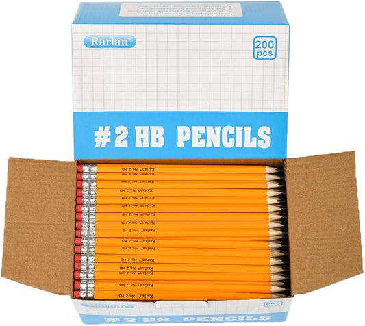 Wood-Cased #2 HB Pencils, Pre-sharpened, 200 Count Bulk Pack