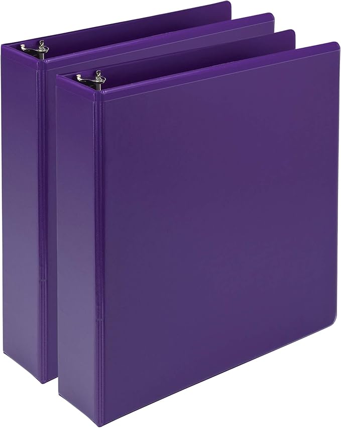 Samsill Plant-Based 2 Inch Durable Round Ring, Made in USA, View Binder, Eco-Friendly, USDA Certified Biobased, 2 Pack, Purple