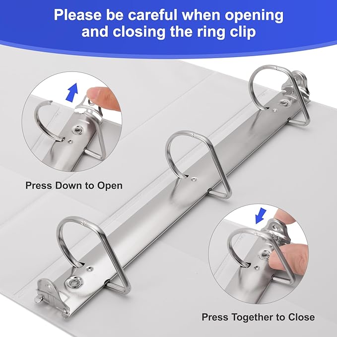 Comix Sturdy 1.5 Inch D-Ring Binders, 1.5'' 3 Ring Binder with Clear View Cover, 1-1/2 Inch Rings Holds 350 Sheets of 8.5" x 11" Paper, 6 Packs (White)