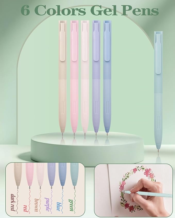 54PCS Aesthetic School Supplies with Large Pencil Case,12 Pastel Highlighters,5 Black & 6 Color Ink Gel Pens, 6-in-1 Ballpoint Pen,5 Mechanical Pencils 0.5-2.0mm Student Essentials (Green)