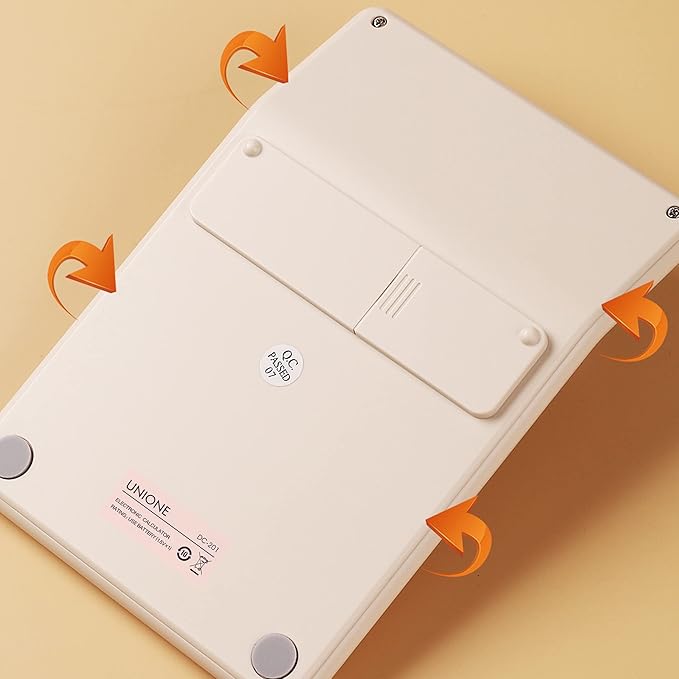 UNIONE Desktop Navy Calculator with a Bright LCD, Dual Power Handheld Desktop. Color. Business, Office, High School, 4×6 inch