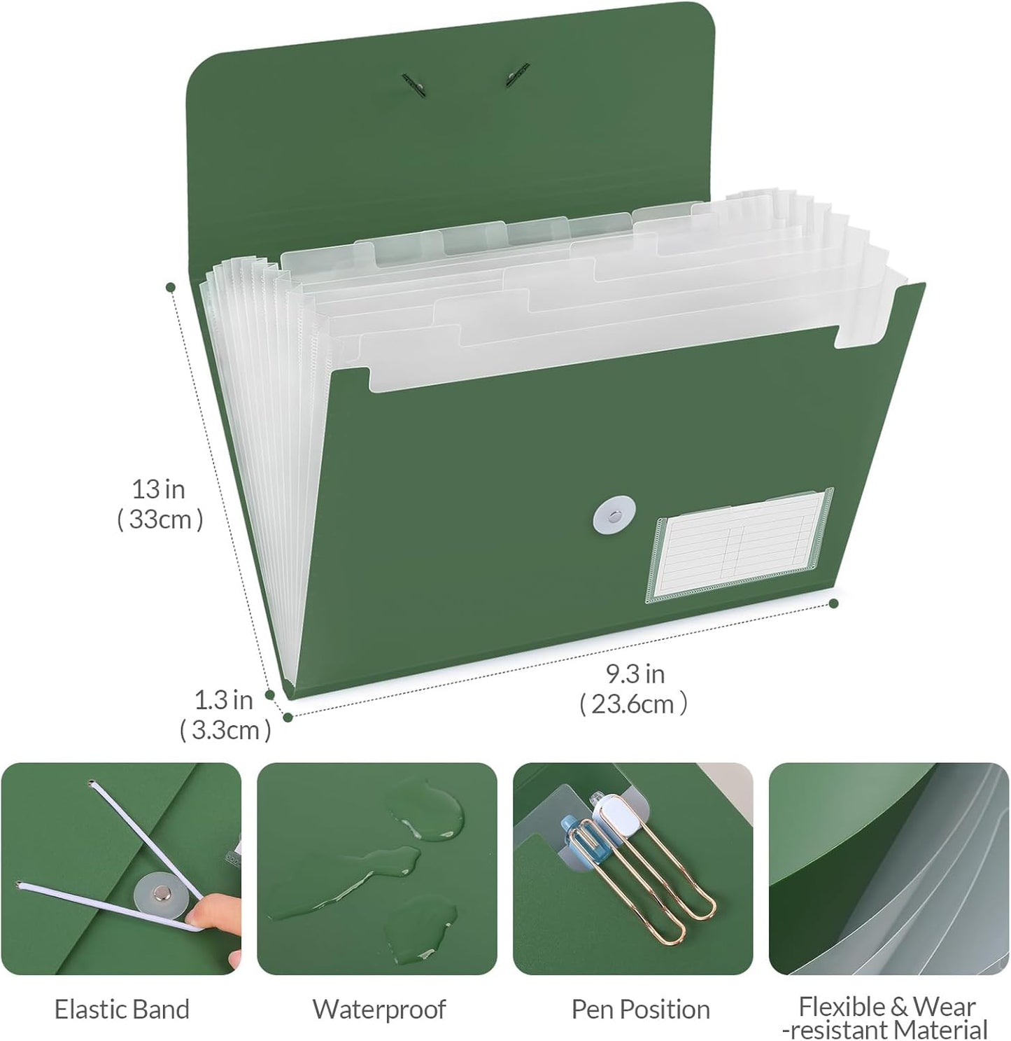 SKYDUE Expanding File Folder, Accordion File Organizer with 13 Pockets for A4/Letter Sized Paper, Accordion Folder with Labels - Document Receipt Organizer for Office, School, Home