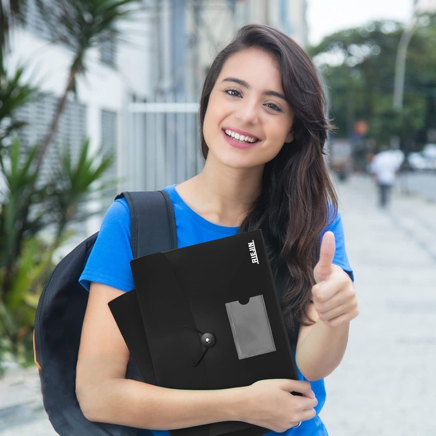 Accordian File Organizer 7 Pocket Expanding File Folder with Labels, Plastic Expandable File Folder for Documents Letter Size A4 Papers - Black