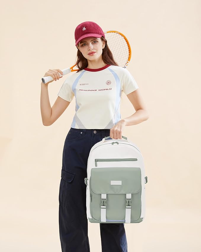 LOVEVOOK School Backpack for Teen Girls，Casual School Backpack 14-18 Teenage 15.6 Inch Laptop Bookbag, Cute Big Student Laptop Backpack for College Women Middle High School Travel Daypack，Green