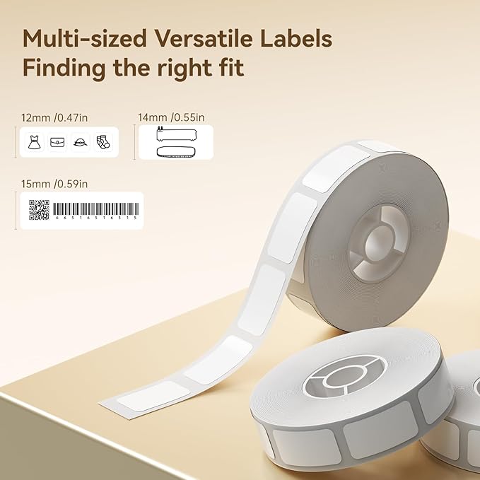 NIIMBOT D110 Label Maker Tape Adhesive White Label Paper 0.55" X 1.18" (14 X 30mm) 210 Labels/Roll, Compatible D11 D110 Label Printer, Thermal Paper Black on White, 3-Roll