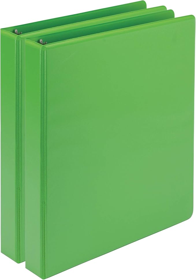 Samsill Plant-Based 1 Inch Durable Round Ring, Made in USA, View Binder, Eco-Friendly, USDA Certified Biobased, 2 Pack, Lime Green