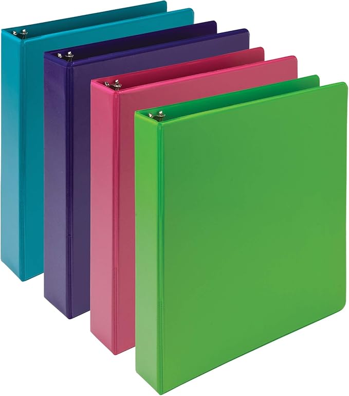 Samsill Plant-Based 1.5 Inch Durable Round Ring, Made in USA, View Binder, Eco-Friendly, USDA Certified Biobased, 4 Pack, Fashion Assortment