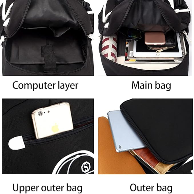 Asge Large 3 Piece Backpack Set - Boys & Girls Teenage Reflective Waterproof School Satchel for Travel & Outdoor