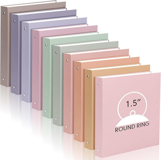 Ctosree 10 Pack Colored 3 Ring Binder with 2 Pockets Hardcover Loose Leaf Binder for Women Men Teacher Student School Office Home Supplies, Fits 11 x 8.5 Size Paper, 10 Colors(1.5",Fantasy Color)