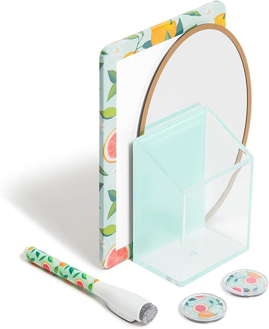 U Brands Citrus Orange Fruit Locker Accessory Kit, Includes Magnets, Mirror, Whiteboard, Marker, Organizer