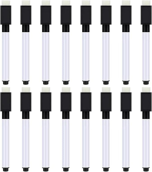 Abaokai Magnetic Dry Erase Markers 16 Pack Whiteboard Erase Markers with Erasers Cap for Whiteboard, Dry-Erase Boards, School, Office and Home (16 Pack/Black)