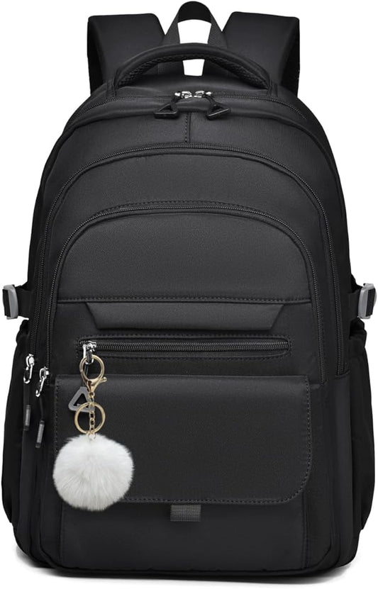 Backpack for Girls Teens, Solid-Color School Backpack for Boys Kids, Aesthetic Bookbag for Middle & High School Travel Daypack,Black