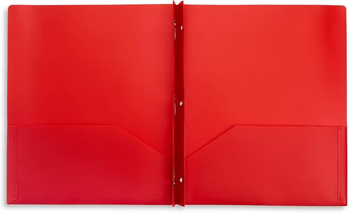 Blue Summit Supplies 30 Pack Plastic Two Pocket Plastic Folders with Prongs Bulk, Assorted Dark Color Poly Folders with Pockets and Prongs Bulk, Blue, Red, and Black, 3 Prong, Letter Size