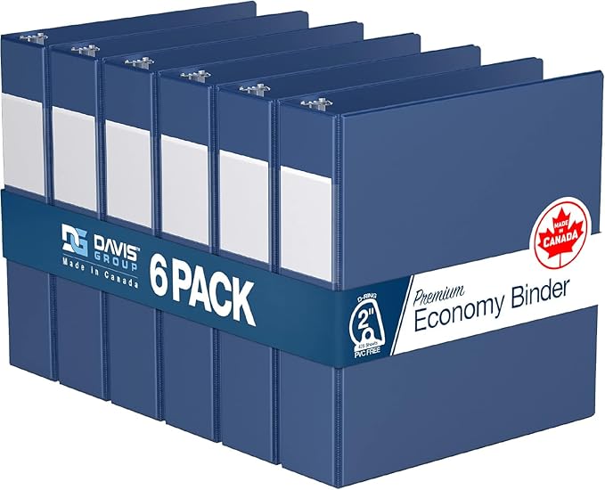 Premium Economy 6-Pack 3-Ring Binders for School or Office, D-Ring Binders, 2 Inch, Royal Blue