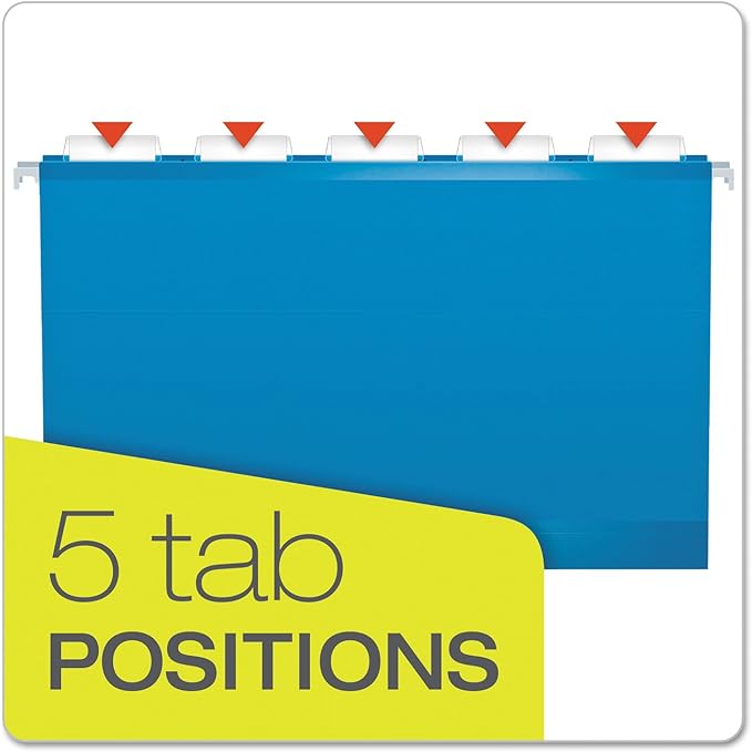 Pendaflex 04153X2 BLU Extra Capacity Reinforced Hanging Folders, 2", Legal Size, Blue, 1/5 Cut, 25/BX (4153x2 BLU)