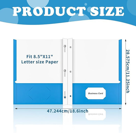 Folders with Pockets,IntoJoy 50 Pack Two Pocket Folders Business Card Holder Paper Folders with Prongs for School Office Filing Cabinet Resume Portfolio (Blue)