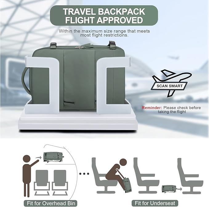 Large Travel Backpack For Women Men Airline Approved Carry On Backpack Flight Approved Waterproof Sports Luggage Backpack Casual Daypack Small Hiking Backpack