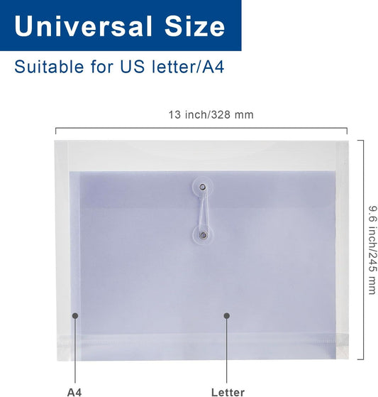 Clear Poly Envelopes with String Closure 10 Pack, EGOSKY Transparent Envelope Folders with Top Opening, Reusable Plastic File Folders for School and Office Suppiles