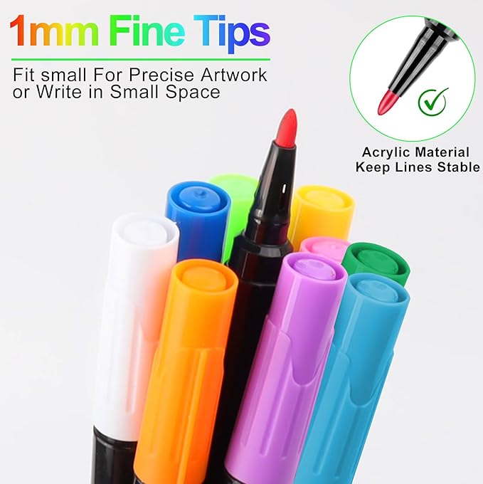 Liquid Chalk Markers for Acrylic Calendar Planning Board, Dry Erase Board Whiteboard, Glass, Mirror, 1mm Fine Points, Easy Wet Erase (10 Color)